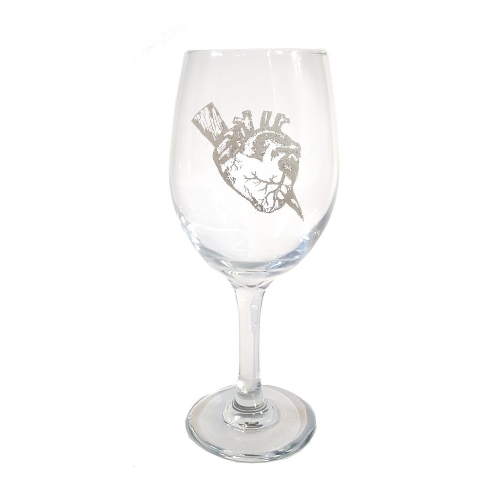 Staked Heart Clear Wine Glass, Vampire Gothic